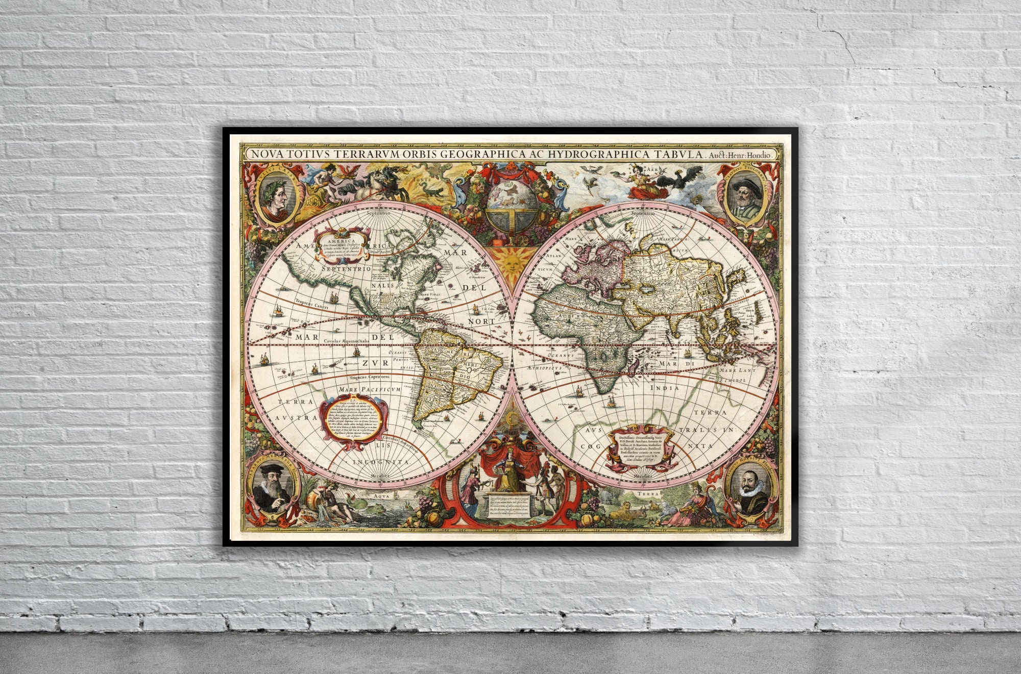 Vintage Antique Hondius Old World Map 1630 | Old Map Print | Vintage Wall Art | Interior Design Ideas | House Gift