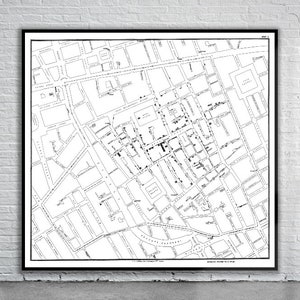 Mooie vintage John Snow Cholera-kaart van Londen, Engeland 1854 | Oude kaart afdrukken | Vintage kunst aan de muur | Interieurontwerpideeën