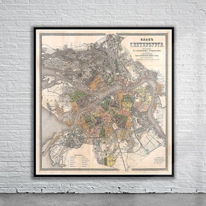 Belle carte vintage de Saint-Pétersbourg 1885 | Impression de carte ancienne | art mural vintage | Idées de design d'intérieur