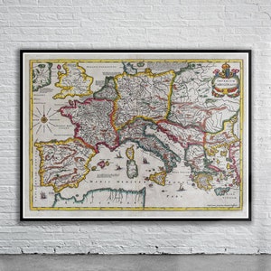 Vintage Antique Map of The Empire of Charlemagne 1657 | Old Map Print | Vintage Wall Art | Interior Design Ideas | House Gift