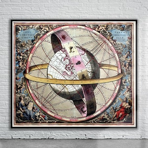 Vintage Andreas Cellarius Celestial Map 1660 Plate 2  | Historical World Map  | Vintage Old World Map Poster  | Antique World Map | Wall Art