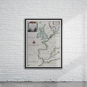 Hermoso mapa vintage de Europa 1666 / Impresión de mapa antiguo / Arte de pared vintage / Ideas de diseño de interiores