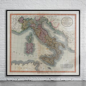 Vintage Antique Map of Italy 1799 | Old Map Print | Vintage Wall Art | Interior Design Ideas | House Gift