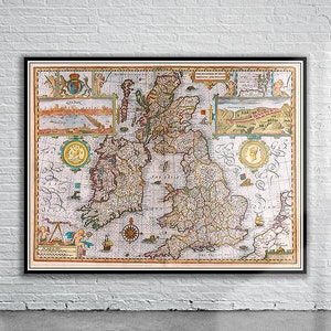 Vintage Antique Map of the British Isles 1627 | Old Map Print | Vintage Wall Art | Interior Design Ideas | House Gift