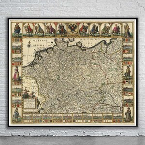 Hermoso mapa antiguo de Alemania 1630 / Impresión de mapas antiguos / Arte mural antiguo / Ideas de diseño de interiores