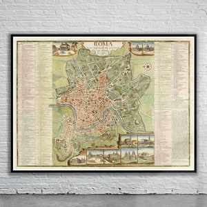 Vintage Antique Map of Rome 1713 | Old Map Print | Vintage Wall Art | Interior Design Ideas | House Gift