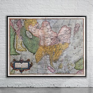 Vintage Antique Map of Asia 1570 | Old Map Print | Vintage Wall Art | Interior Design Ideas | House Gift
