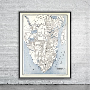 Vintage Antique Map of Charleston 1898 | Old Map Print | Vintage Wall Art | Interior Design Ideas | House Gift
