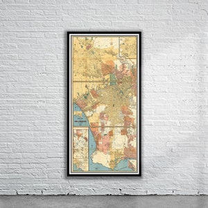 Belle carte vintage de Los Angeles 1938 | Ancienne carte imprimée | art mural vintage | Idées de design d'intérieur