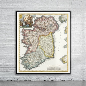 Beautiful Vintage Map of Ireland 1743 | Old Map Print | Vintage Wall Art | Interior Design Ideas