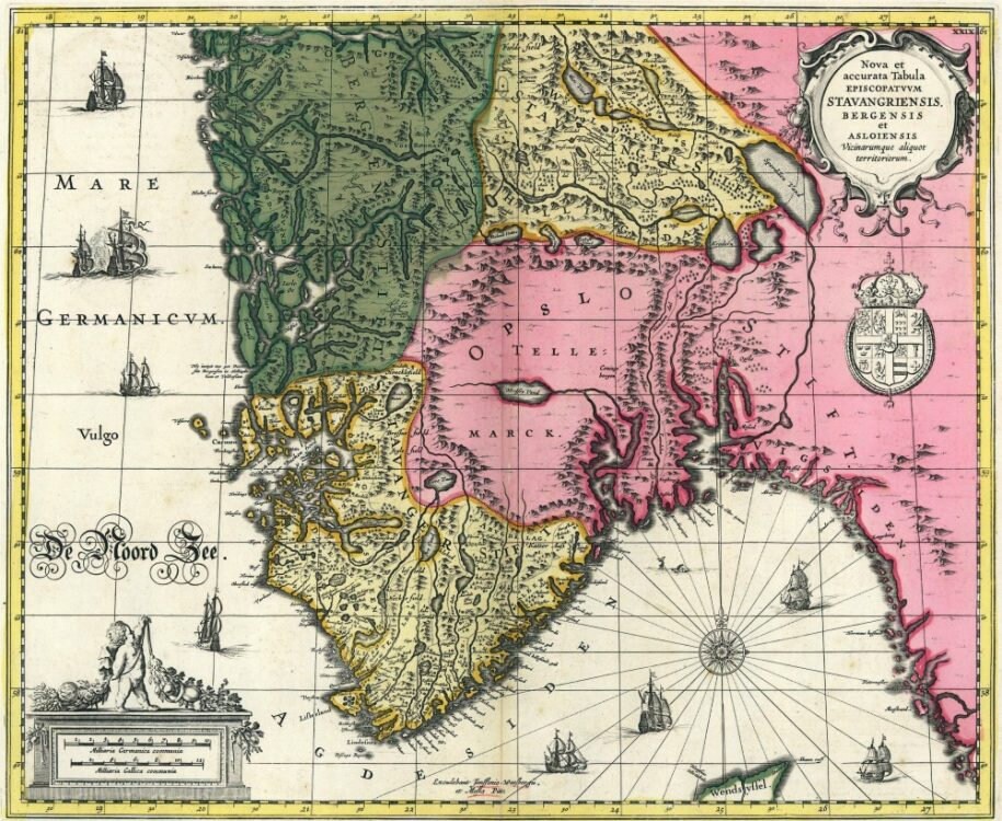 Carte Ancienne De Norvège 1823 - Reproduction Vintage Prête à Accrocher - Décoration Murale Art