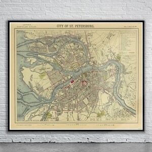 Vintage Antique Map of St. Petersberg 1883 | Old Map Print | Vintage Wall Art | Interior Design Ideas | House Gift