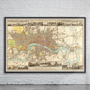 Beautiful Vintage Map of London, England 1816 | Old Map Print | Vintage Wall Art | Interior Design Ideas