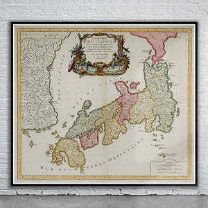 Belle carte vintage du Japon 1778 | Impression de carte ancienne | art mural vintage | Idées de design d'intérieur