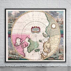 Belle carte vintage de l'Islande 1636 | Impression de carte ancienne | art mural vintage | Idées de design d'intérieur
