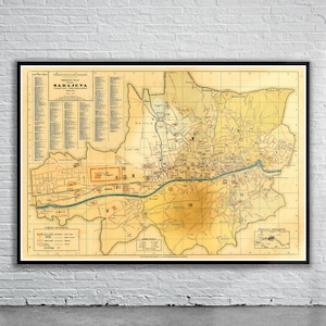 Belle carte vintage de Sarajevo 1932 | Ancienne carte imprimée | Art mural vintage | Idées de décoration d'intérieur