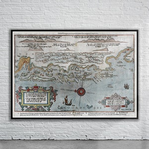 Belle carte vintage de la Norvège 1588 | Ancienne carte imprimée | Art mural vintage | Idées de décoration d'intérieur