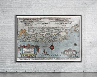 Vintage Antique Map of Norway 1588 | Old Map Print | Vintage Wall Art | Interior Design Ideas | House Gift