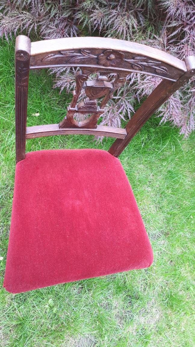 4 upholstered chairs Red velvet Etsy