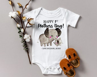 First Mother's Day Onesie®: Elephant Baby Bodysuit Gift