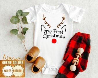First Christmas Deer Onesie®: Baby's 1st Christmas Bodysuit