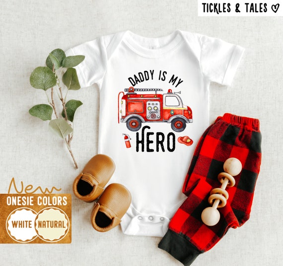 Daddy is My Hero Fire Fighter Onesie® Dad Fire Truck Onesie