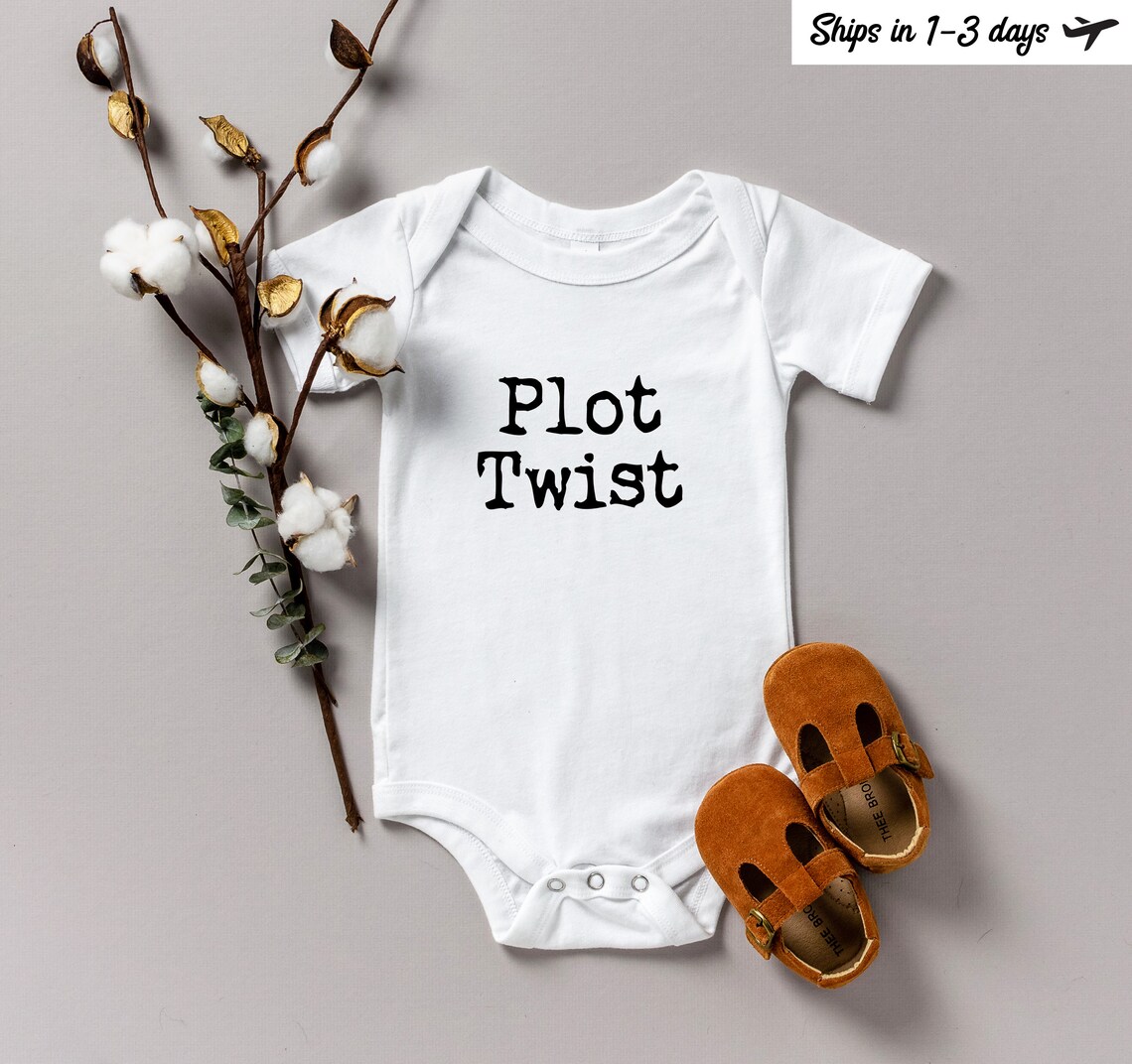 Plot Twist Baby Onesie® Pregnancy Announcement and Reveal Etsy
