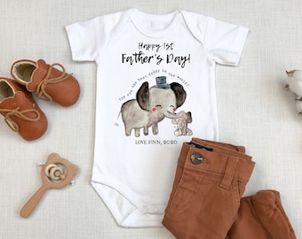 Our 1st Fathers Day Onesie, Fathers Day Gift, Elephant Onesie, Happy Father's Day, Fathers Day Baby Gift