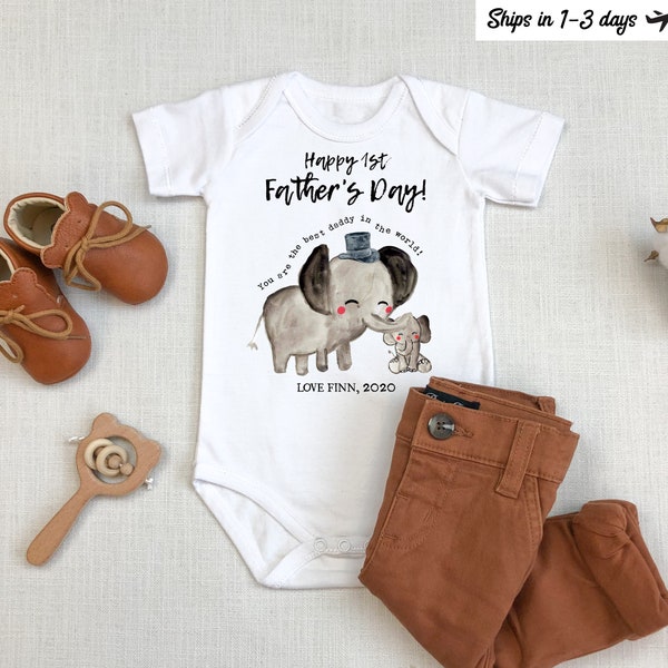 Our 1st Fathers Day Onesie, Fathers Day Gift, Elephant Onesie, Happy Father's Day, Fathers Day Baby Gift