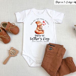 Bear Baby First Father&#39;s Day Onesie: 100% Cotton