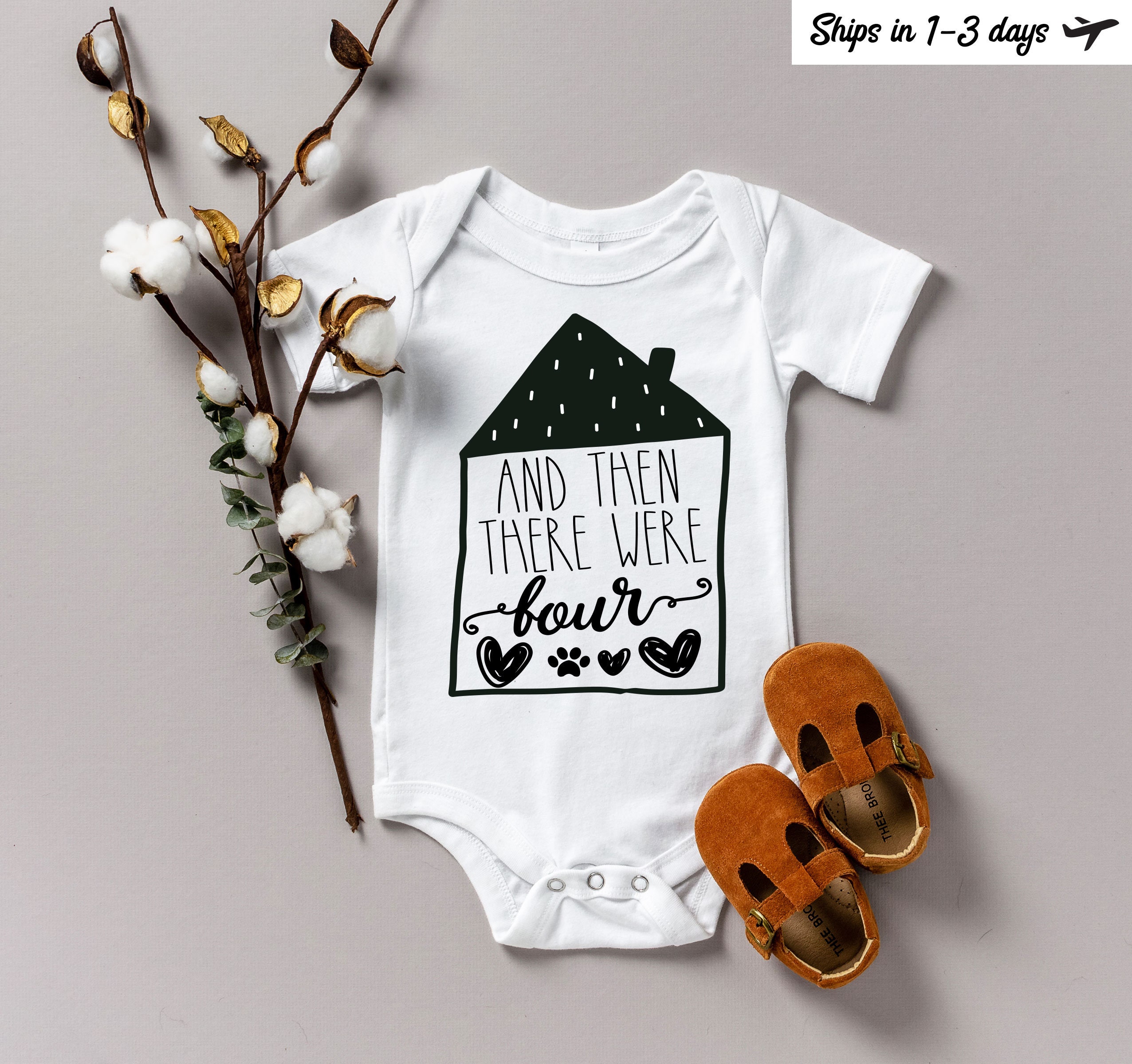 And Then There Were Four Pregnancy Announcement Onesie – Little