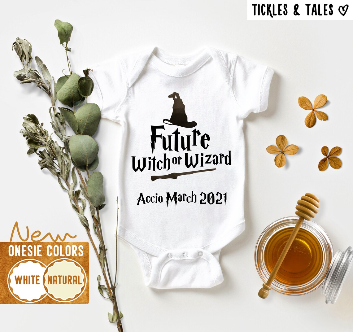 Baby Announcement Onesie® Future Witch or Wizard Baby Etsy