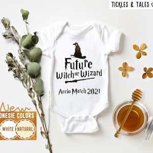 Baby Announcement Onesie®, Future Witch or Wizard Baby Onesies, Funny Harry Witch Wizard Baby Clothes Bodysuit, Pregnancy Reveal