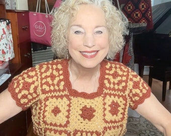 Granny Square Boxy Top -- Crochet Pattern