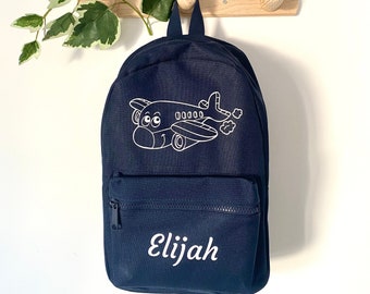 Mochila infantil personalizada con diseño de avión - Mochila preescolar - Mochila personalizada - Mochila infantil personalizada - Mochila con nombre