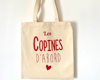 Personalized cotton bag - Customizable cotton bag "Girlfriends first" - EVJF bag - EVJF tote bag - Personalized tote bag