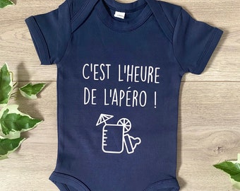 Body drôle C'est l'heure de l'apéro - Idée cadeau personnalisé - Cadeau personnalisé - Cadeau de naissance - Body bébé personnalisé - Bodie