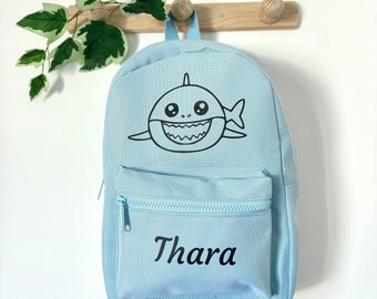 Mochila infantil con diseño de tiburón - Mochila preescolar - Mochila personalizada - Mochila infantil personalizada - Mochila con nombre - Mochila escolar