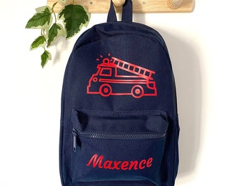 Personalized "Firefighter" backpack - Kindergarten backpack - Customizable backpack - Child backpack - First name backpack - School bag