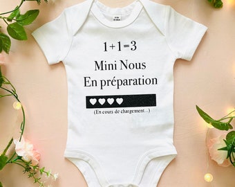 Body personnalisé "1+1=3" - Annonce grossesse - Annonce grossesse personnalisé - Body annonce grossesse - Body annonce futur papa