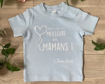 T-shirt bébé "Bonne fête à la meilleure des mamans" - Cadeau maman - Fête des mères - Cadeau fête des mères - T-shirt bonne fête maman