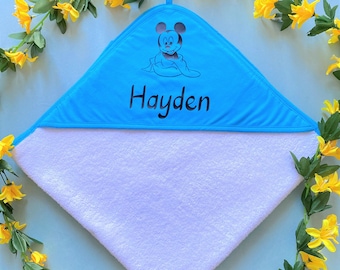 Personalized bath cape "Mickey baby" - Personalized birth gift - Baby bath outing - Bath sheet - Birth gift