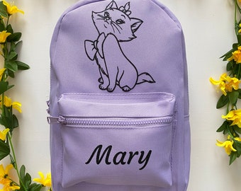 Cat child backpack - Personalized child backpack - Kindergarten backpack - First name backpack - Personalized school bag - Kindergarten bag