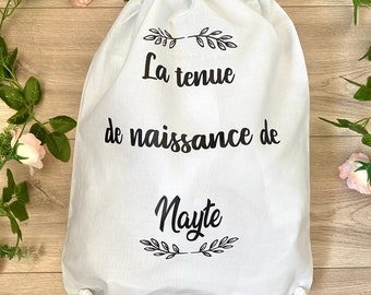 Pochon bébé personnalisé - Sac naissance - Pochon première tenue bébé - Pochon naissance -  Sac première tenue bébé - Sac bébé personnalisé