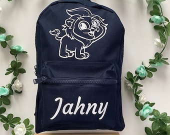 Mochila infantil con diseño de león - Mochila preescolar - Mochila personalizada - Mochila infantil personalizada - Mochila con nombre - Mochila escolar