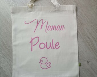 Tote bag - "Mom hen" fabric bag - customizable - Mother's Day gift idea - Mom gift