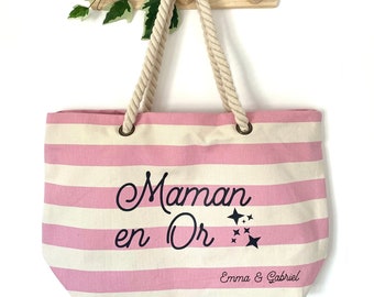 Sac de plage "Maman en Or" - Sac de plage personnalisé - Sac maman - Sac maman personnalisé - Cadeau maman - Cadeau maman personnalisé