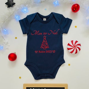 &quot;My 1st Christmas&quot; bodysuit with Christmas tree - baby Christmas bodysuit - customizable Christmas bodysuit - personalized Christmas bodysuit - my first Christmas bodysuit