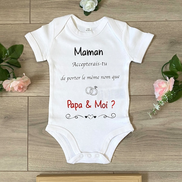 Body T-shirt demande en mariage - Demande en mariage - Demande en mariage personnalisée - Annonce mariage - Body demande mariage