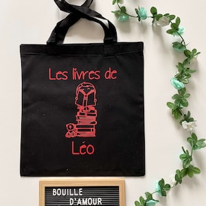 Tote bag - Sac en coton "Les livres de ..." -Sac de bibliothèque personnalisé - Sac livres - Tote bag bibliothèque - Sac livres enfant